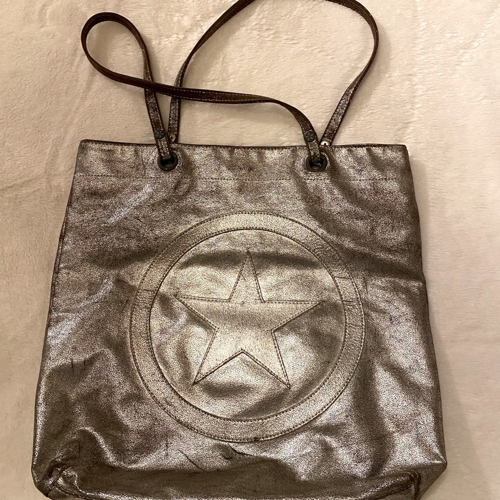 Silver and black bag